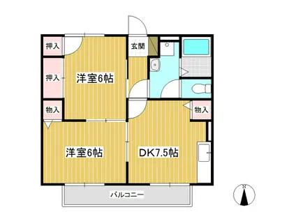 セジュールこやま(2DK/1階)の間取り写真