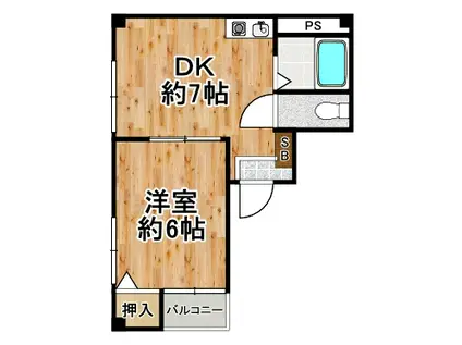 カンカワマンション(1DK/2階)の間取り写真