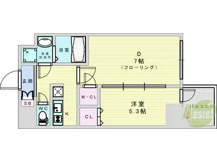 S-RESIDENCE新大阪AVANCE(1DK/4階)の間取り写真
