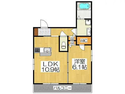 シャーメゾン花咲(1LDK/2階)の間取り写真