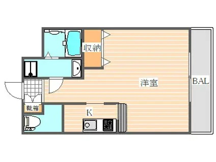 ピュアドームステイツ博多(1K/6階)の間取り写真