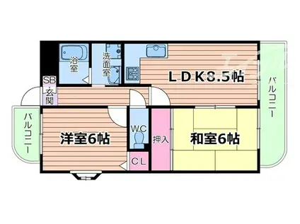 ノーム豊新(2LDK/3階)の間取り写真