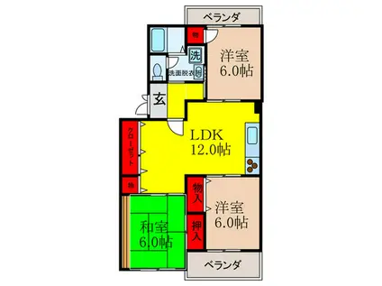 サニーレジデンス(3LDK/1階)の間取り写真