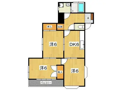 レジデンス小沢(3DK/3階)の間取り写真