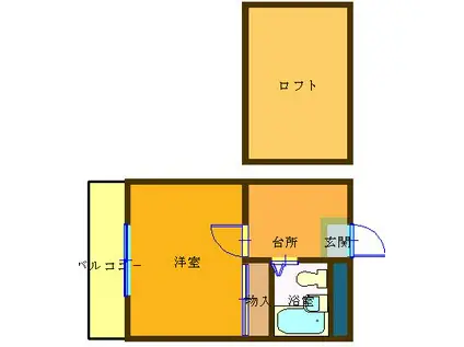 ハニーハウスツルタ(ワンルーム/3階)の間取り写真
