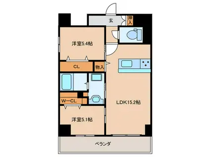 グランシャルール京町(2LDK/2階)の間取り写真