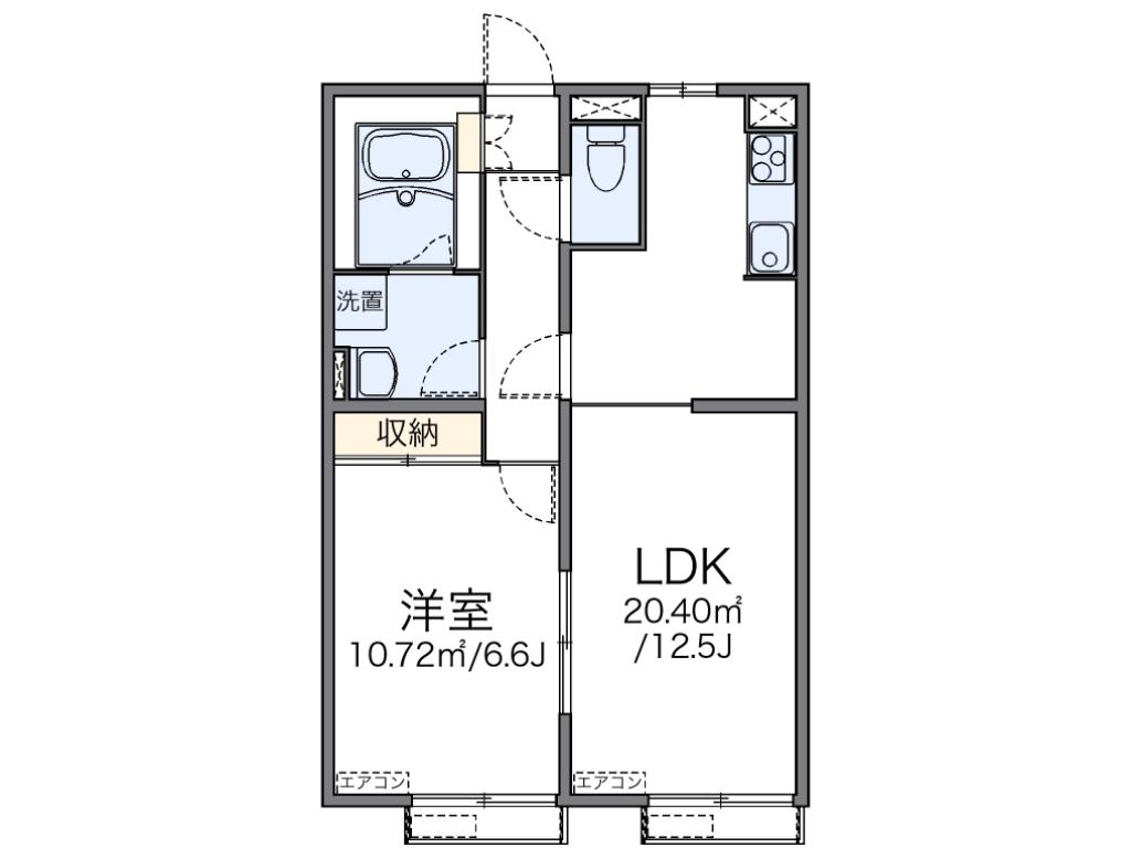 レオパレスシャルマン上(1LDK/2階)の間取り写真