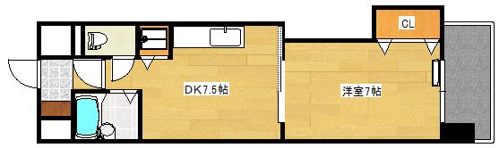 ミッションデルタ(1DK/7階)の間取り写真