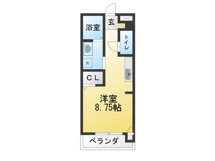 ルシミエント B(ワンルーム/2階)の間取り写真