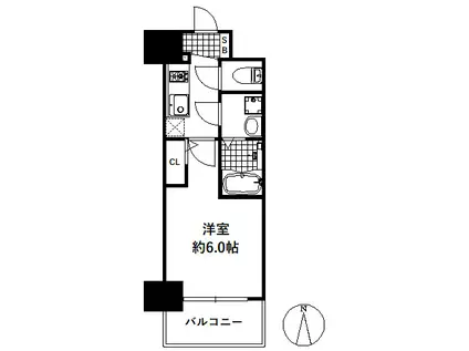 エスリード神戸大倉山ヒルズ(1K/4階)の間取り写真