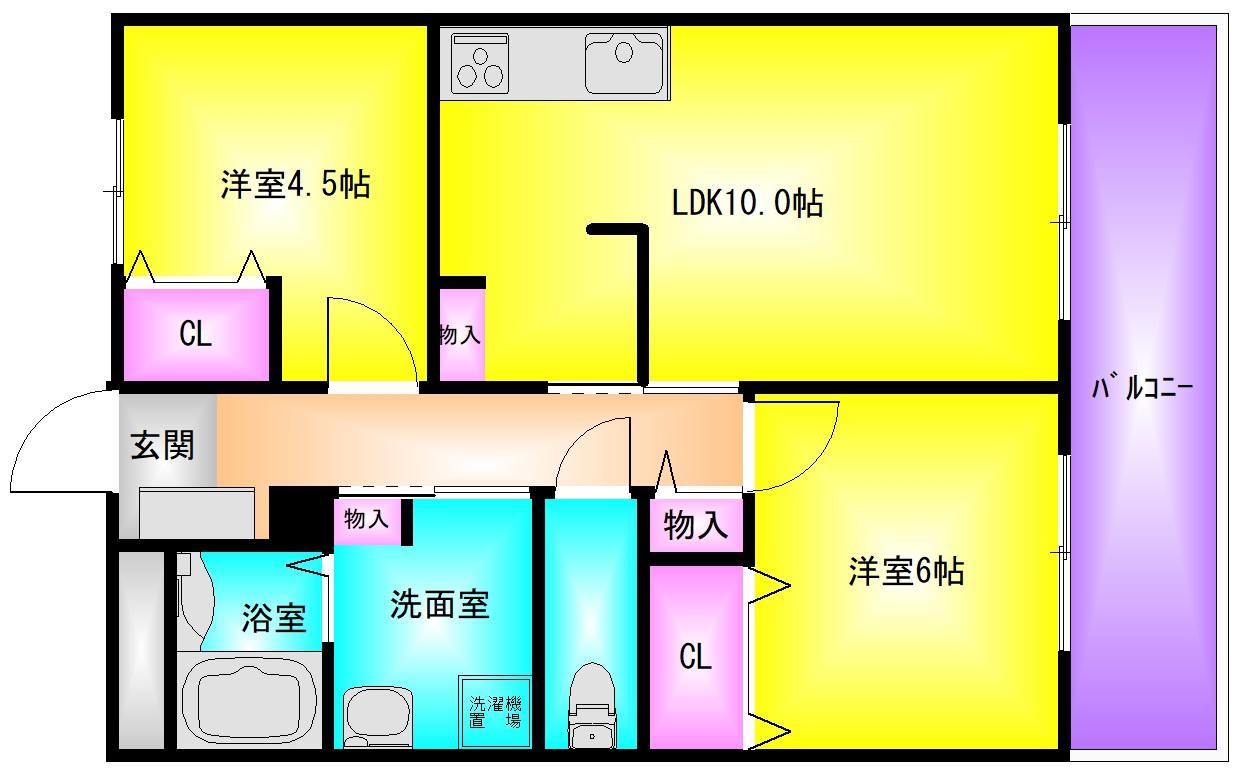北本町パールハイツ(2LDK/4階)の間取り写真