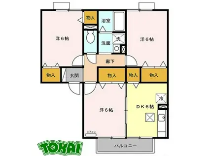 CARTIER(2LDK/2階)の間取り写真