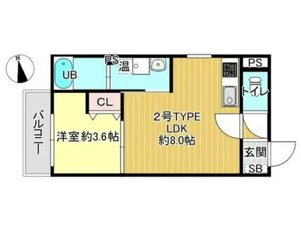 ディーポルタ・アレグリア(1LDK/3階)の間取り写真