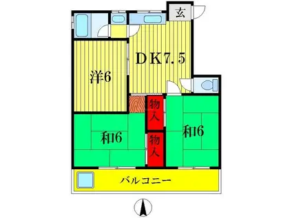 ハイツサンパレスB(3DK/2階)の間取り写真