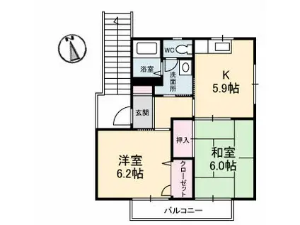 サンライフ光D(2K/2階)の間取り写真