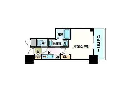 エステムプラザ難波ウエストリバークロス(1K/7階)の間取り写真