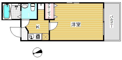 ピエタテール上沢(1K/2階)の間取り写真
