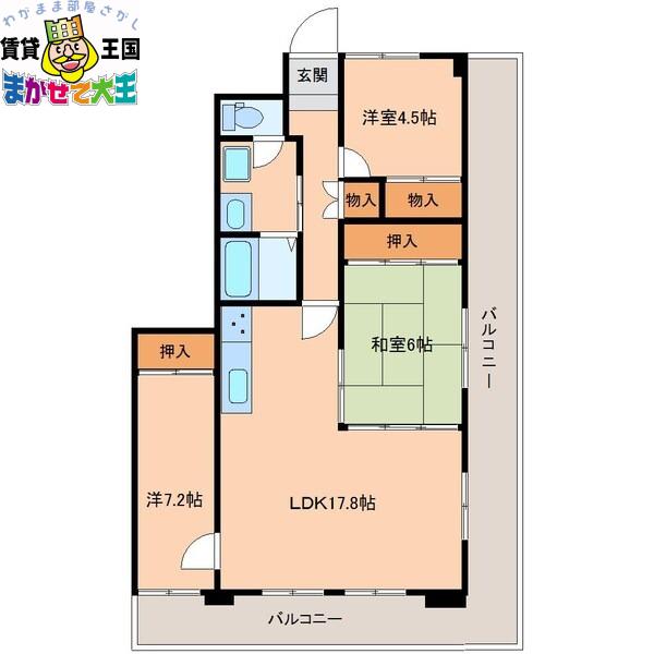 デルマール立山(3LDK/5階)の間取り写真