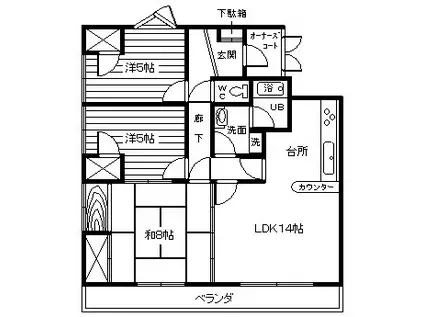 ダイチパレス菜根(3LDK/2階)の間取り写真