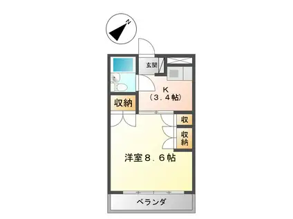 ガーデンビュー(1K/2階)の間取り写真