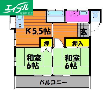 林アパート(2DK/2階)の間取り写真