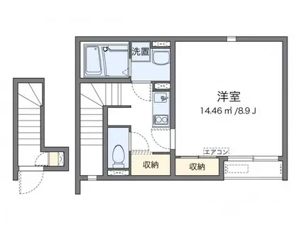 クレイノ向日葵 レジデンス(1K/2階)の間取り写真