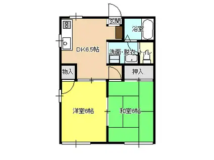 アメニティーハイム(2DK/1階)の間取り写真