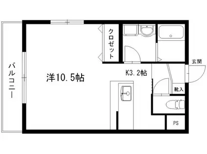 グランストーク篠ヶ瀬(1K/1階)の間取り写真