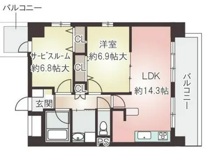 ピアヌーラ柳馬場(2LDK/2階)の間取り写真