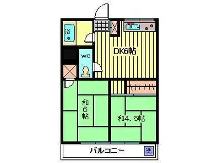 須賀ハイツ(2DK/2階)の間取り写真