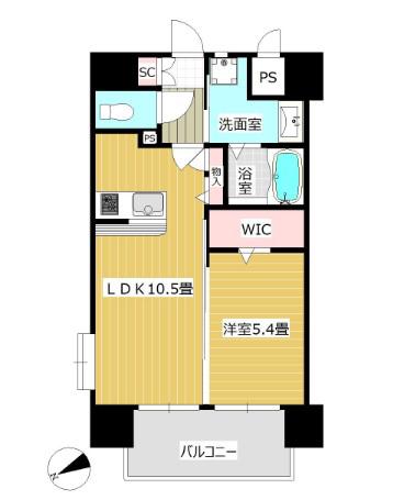 フェリス久留米シティ(1LDK/7階)の間取り写真