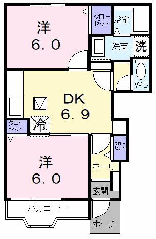 ベル・アンジュ(2DK/1階)の間取り写真