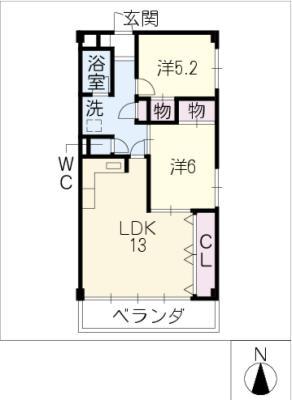 エステート15(2LDK/3階)の間取り写真