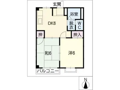 リバーサイドハイツ(2DK/2階)の間取り写真