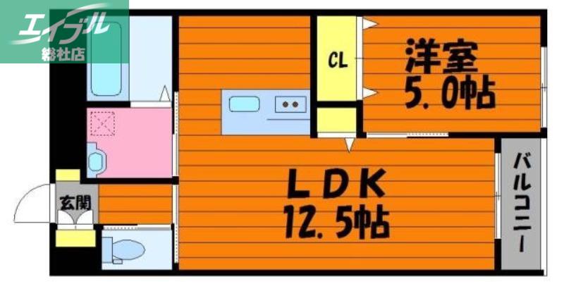 IRIS総社中央(1LDK/3階)の間取り写真