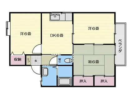 セジュール吉野A棟(3DK/2階)の間取り写真
