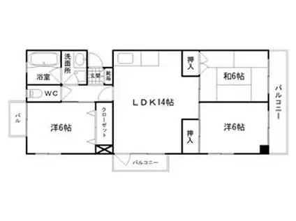 ミレニアム21(3LDK/4階)の間取り写真