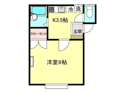 ヴィラ ディセット(1K/1階)の間取り写真