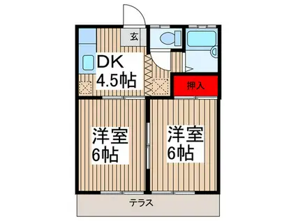 フジハイツ(2DK/1階)の間取り写真