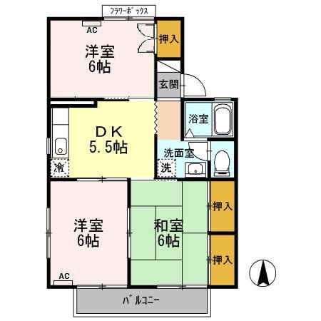 セジュールおおはしB(2LDK/2階)の間取り写真
