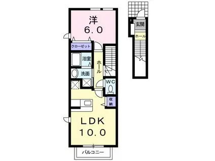 プレーヌ・フォンテーヌIII(1LDK/2階)の間取り写真