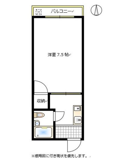 プレアール東古松(1K/4階)の間取り写真
