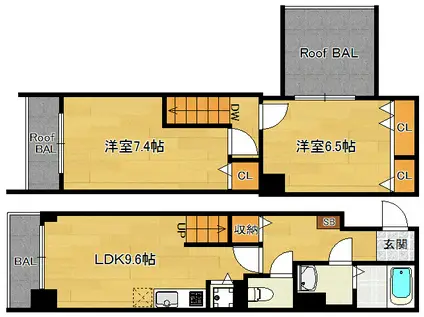 ウエストY KARASUMA (2LDK/5階)の間取り写真