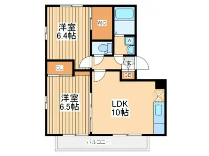 ソレジオM(2LDK/1階)の間取り写真