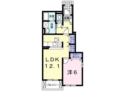 クランベリーコート(1LDK/1階)の間取り写真