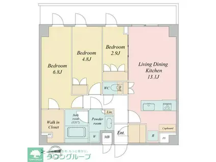 LIME RESIDENCE KAWAGUCHI イースト(3LDK/10階)の間取り写真