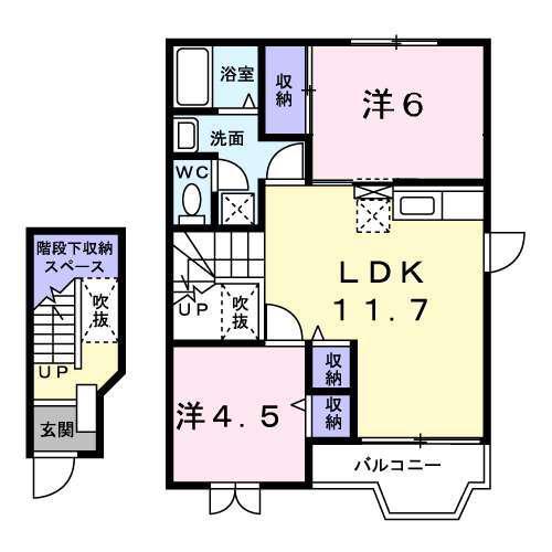 アルビオンC(2LDK/2階)の間取り写真