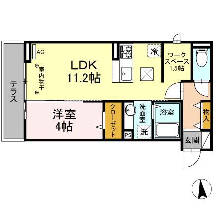 フォーチューン(1LDK/2階)の間取り写真
