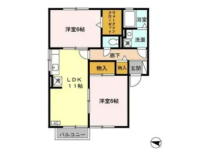 フローラルアベニューB棟(2LDK/2階)の間取り写真