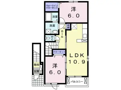 サニーブリーズ物見東A(2LDK/2階)の間取り写真